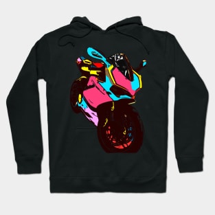 Cute Girly Big Bike Motorcycle Blue and Pink Color Hoodie